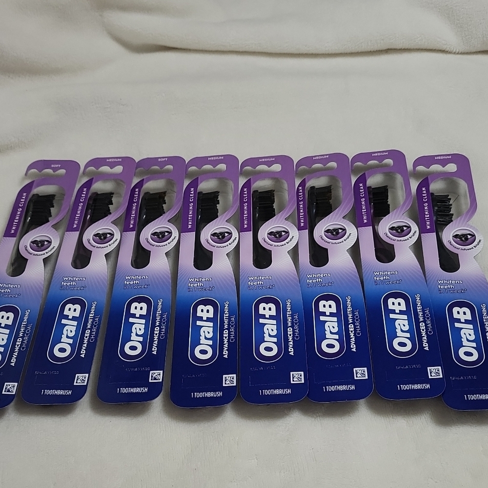 Oral-B Advanced Whitening Charcoal Toothbrushes Black, Medium & Soft Bristles